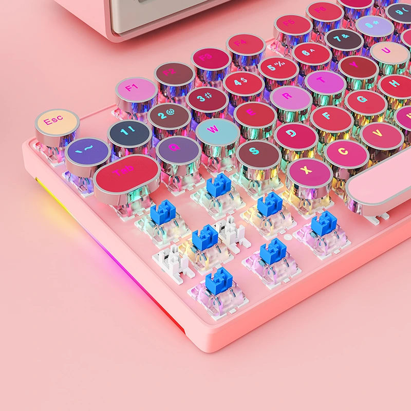 104 Schlësselen mechanesch Keyboard Schreifmaschinn Rainbow Retro