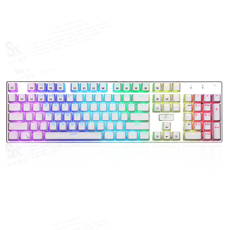 104 Schlësselen RGB mechanesch Gaming Keyboard USB Wired