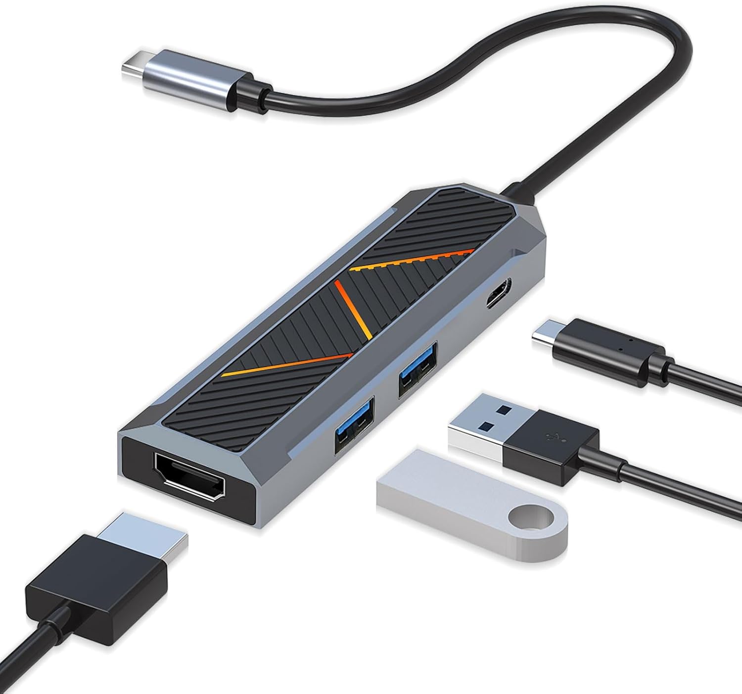 4-an-1 USB-C Hub mat 4K 60Hz HDMI Splitter