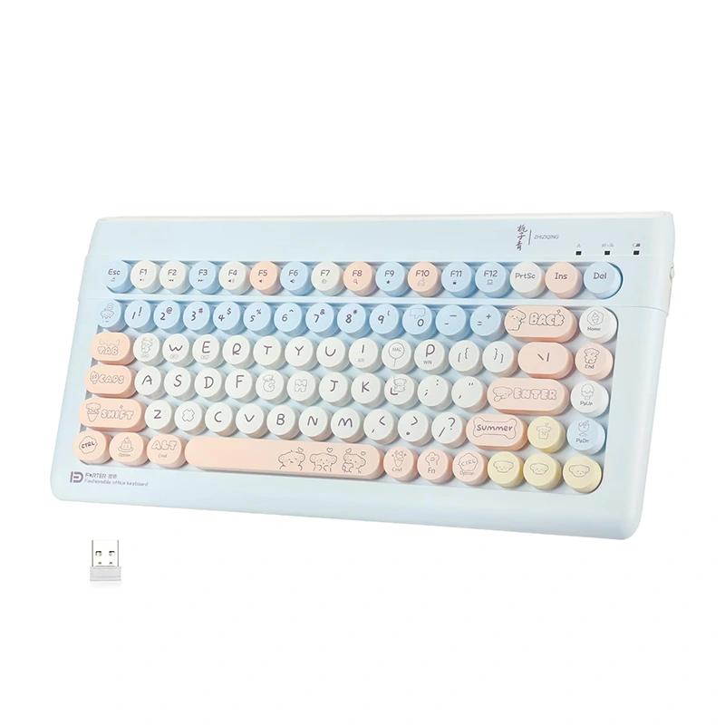 84 Schlëssel Wireless Keyboards Bluetooth an 2.4GHz Schreifmaschinn