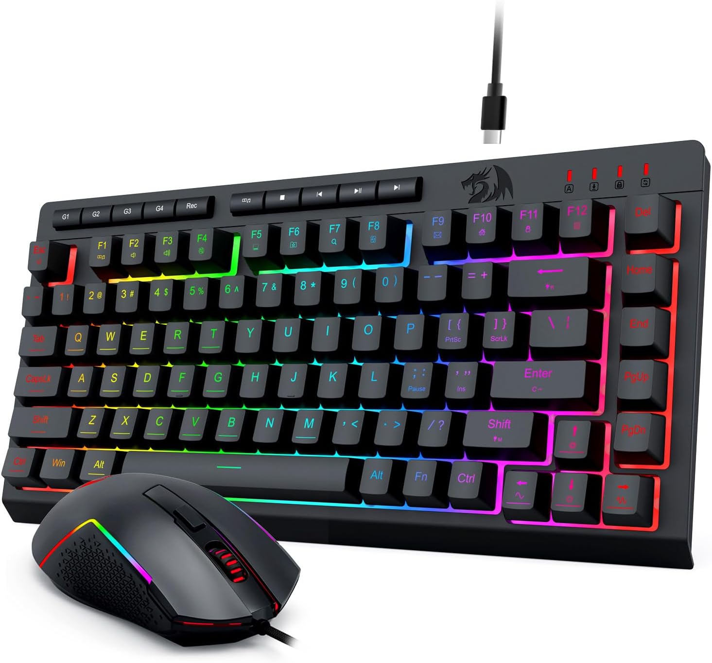 Black S155 RGB Backlit Wired Gaming Keyboard a Maus Combo