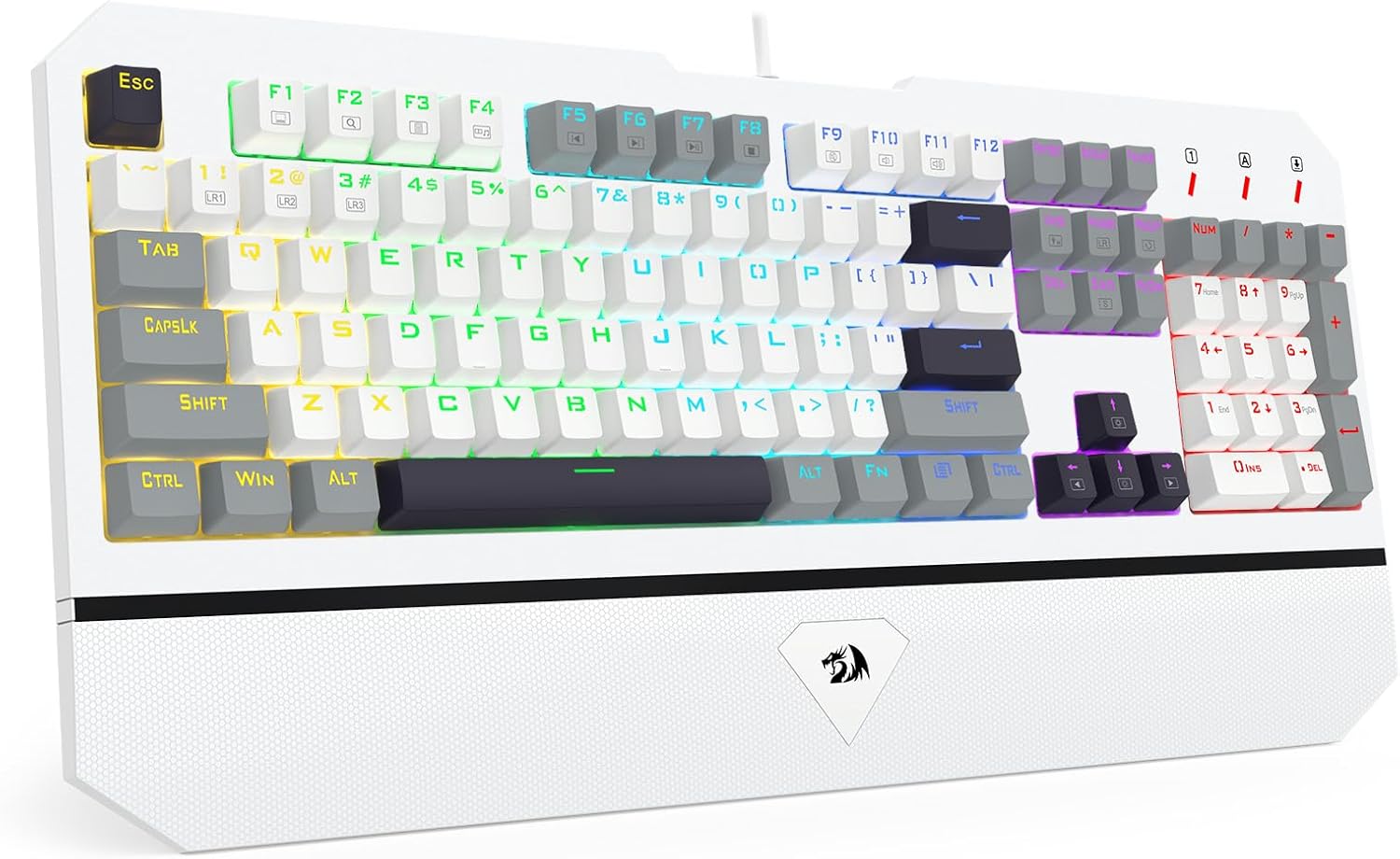 White K558 Mechanesch Gaming Wired 104 Schlësselen Keyboard